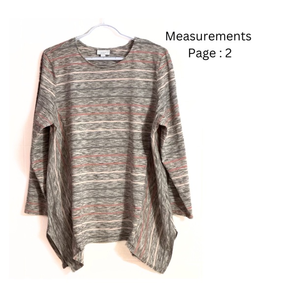 Pure Jill Blouse Sz: XL Asymmetrical Stripe Tunic Top / Cozy Grandma Cottagecore - Picture 1 of 6